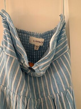 l*space Light Blue and White Striped Sundress